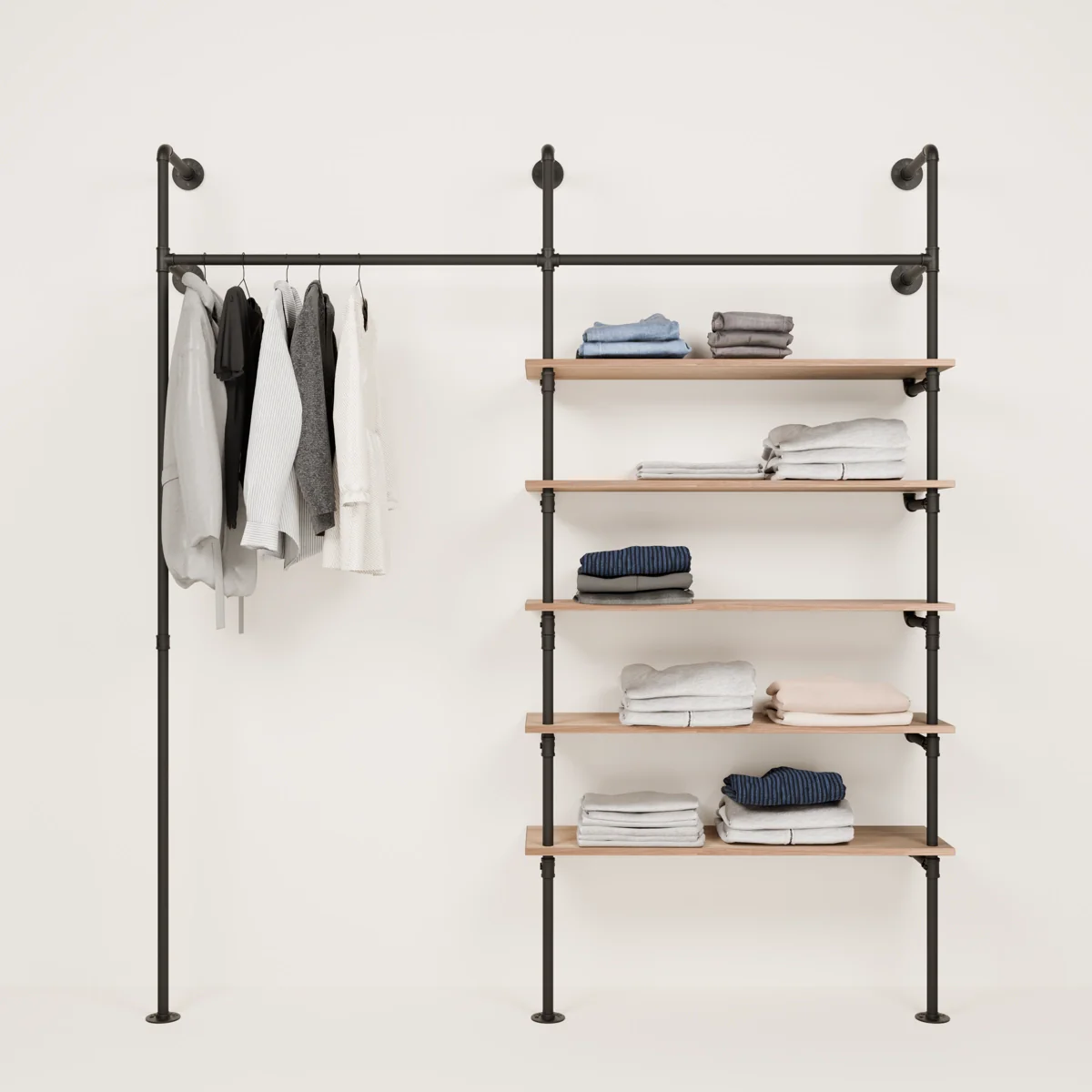 FRIDA OAK – Kledingstang met plank